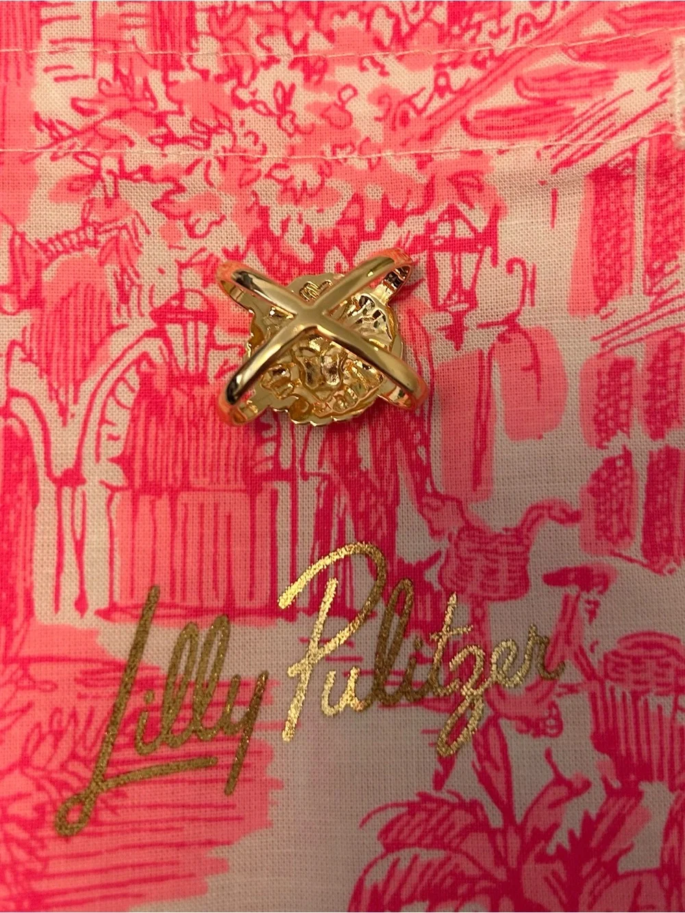 Lilly Pulitzer Gold Tone Lydia the Lion Matching Scarf Ring New in Package